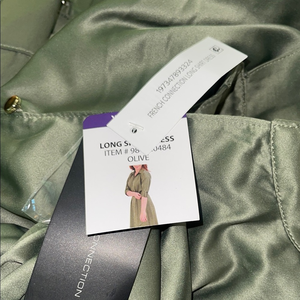 French Connection Green Dolman Sleeve Shirt Dress - Picture 2 of 2